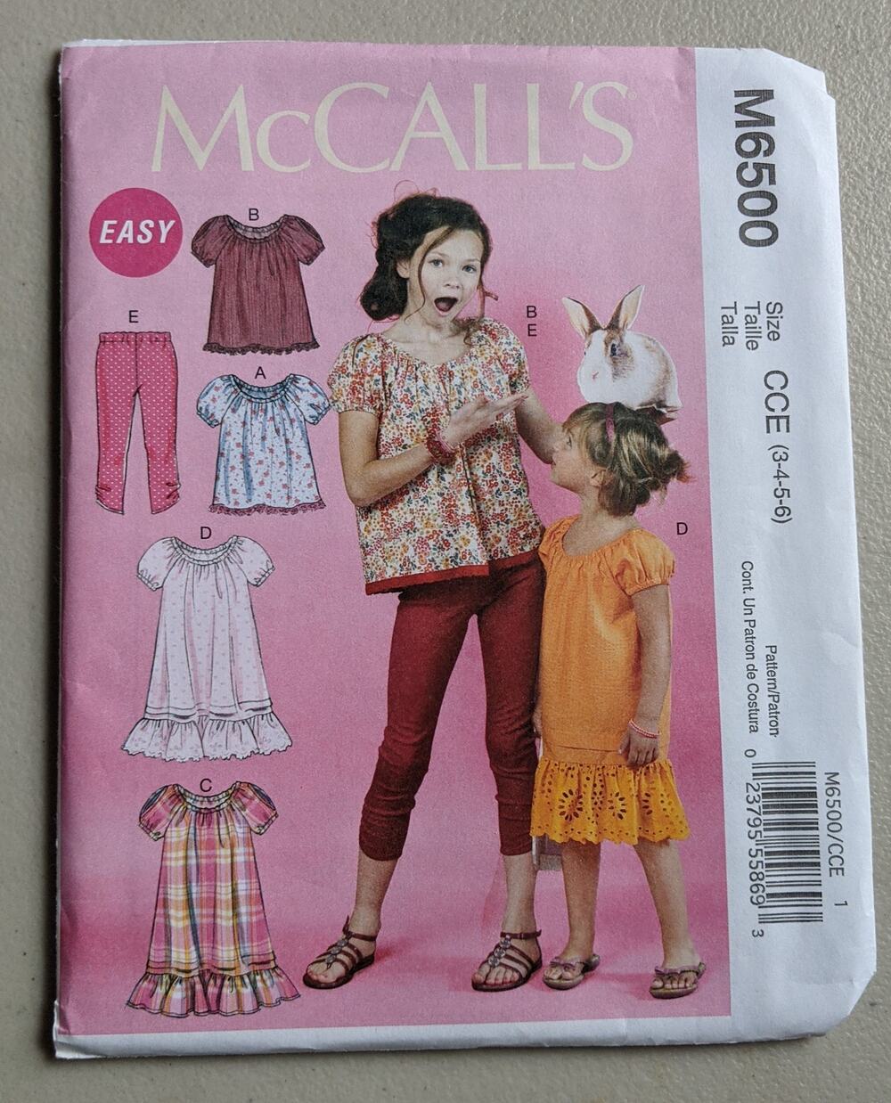 UNCUT McCall's Pattern 6500 Girls' Size 3-6